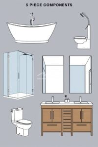 Components of a 5 Piece Bath